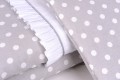 Pościel niemowlęca z wypełnieniem (75x100, 30x40) Kolorowe Sny szara w białe grochy Oscar Baby detale