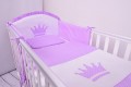 Pościel niemowlęca z wypełnieniem (75x100, 30x40) fiolet Mała Księżniczka na łóżeczku